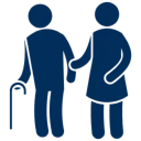 Helping elderly person graphic